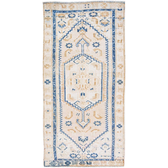 Beige 1960s Vintage Persian Hamadan Beige Handmade Medallion Wool Rug For Sale - Image 8 of 8
