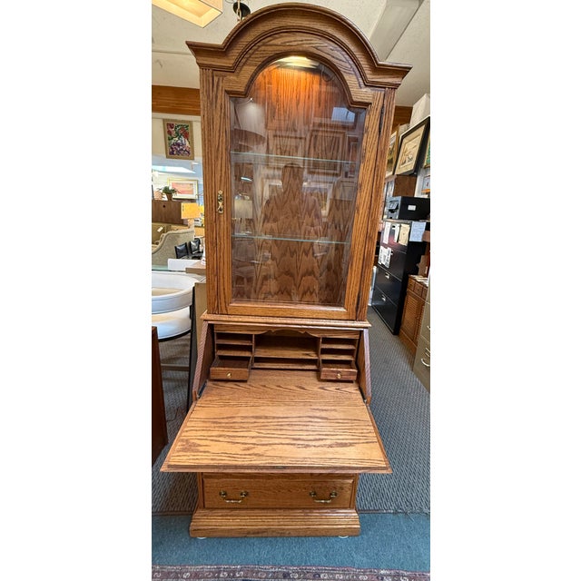 Tan Jasper Cabinet Bonnet Top Secretary For Sale - Image 8 of 12