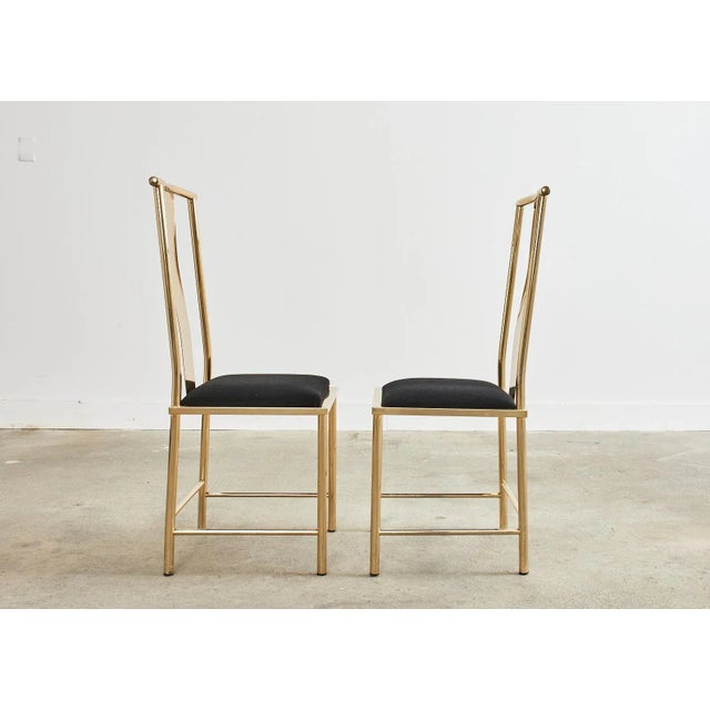 Mid 20th Century Set of Six Gilded Steel Chinese Officials Hat Dining Chairs For Sale - Image 5 of 13