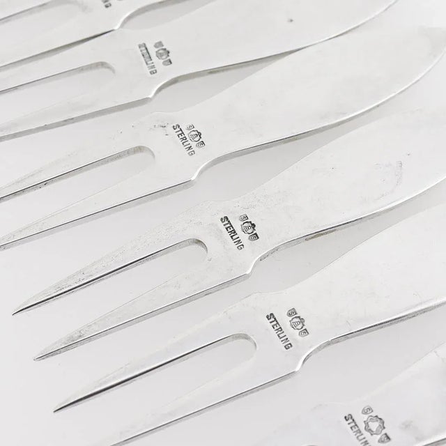 Silver 12 Shreve Art Deco Sterling Silver Cocktail or Hors d'Oeuvres Picks / Forks For Sale - Image 8 of 12