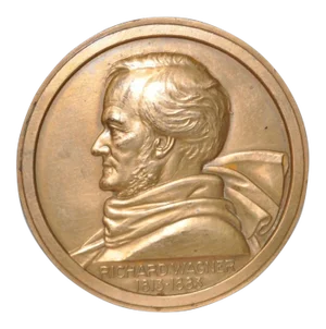 Vintage French Bronze Medallion of Richard Wagner by Lucien Bazor