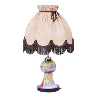 Mid-Century Table Lamp in Chrome, Steel, Ceramic and Textile, Czech, 1960s For Sale