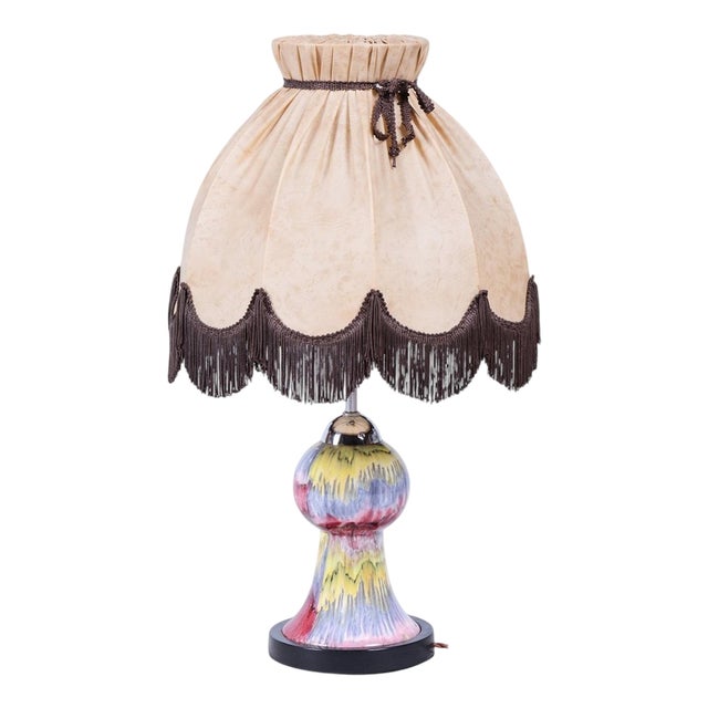 Mid-Century Table Lamp in Chrome, Steel, Ceramic and Textile, Czech, 1960s For Sale