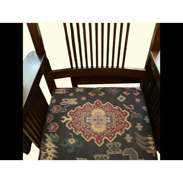 Brown Set of 6 Stickley Mission Oak Arm Chairs With Cushions For Sale - Image 8 of 8