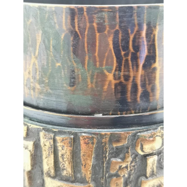 Brutalist Handmade Artisan Bronze and Hammered Copper Vase, 1970s For Sale - Image 9 of 12