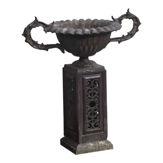 Antique Cast Garden Planter Urn Attributed to J W Fiske For Sale