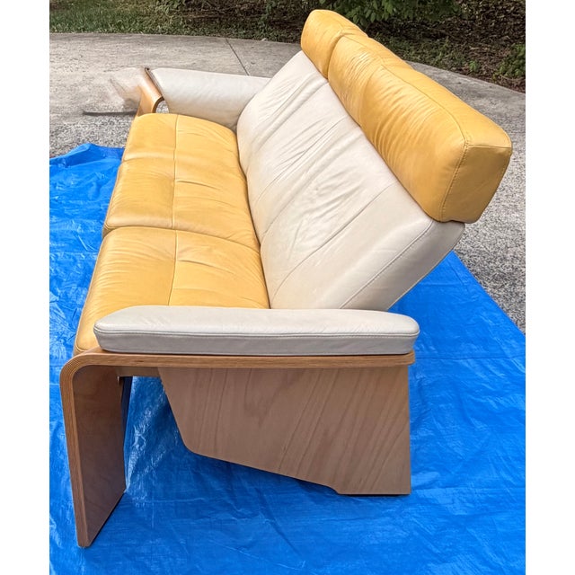 Ekornes Stressless Mid Century Modern Leather Reclining Sofa and Loveseat For Sale - Image 13 of 14