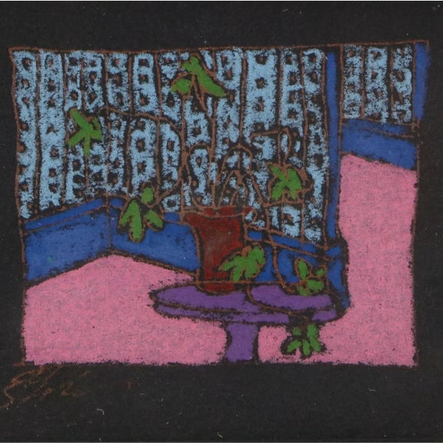 Late 20th Century e.j. Gold Framed Collage of 9 Mini Pastel Drawing Compositions For Sale - Image 5 of 9