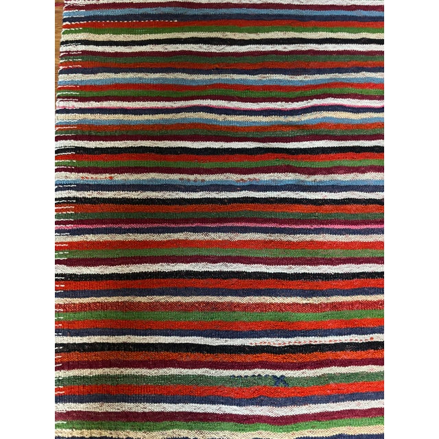 Red Vintage Striped Kilim | Modern Anatolian Flatweave| 6'x10' For Sale - Image 8 of 8