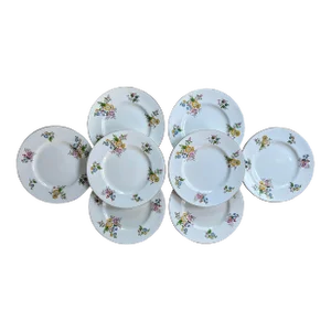 Early 20th Century Minton Porcelain Dinner Plates in a Flower Sprig Pattern - Set of 8