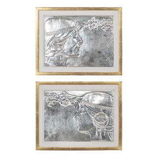 Art Nouveau Secessionist Copper Panels by Georg Klimt, 1900s, Set of 2 For Sale