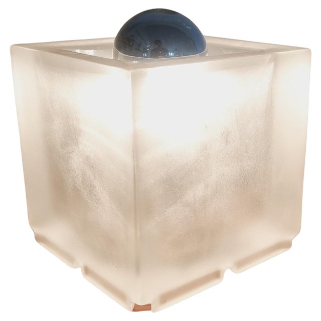 Mid-Century Table Lamp Ice Glass Cube from Peill & Putzler, Germany, 1970s For Sale