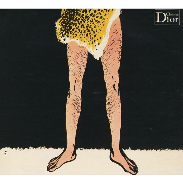 Fun kitsch! This is Rene Gruau at his best! This is an original vintage advertisement print for Christian Dior's after...