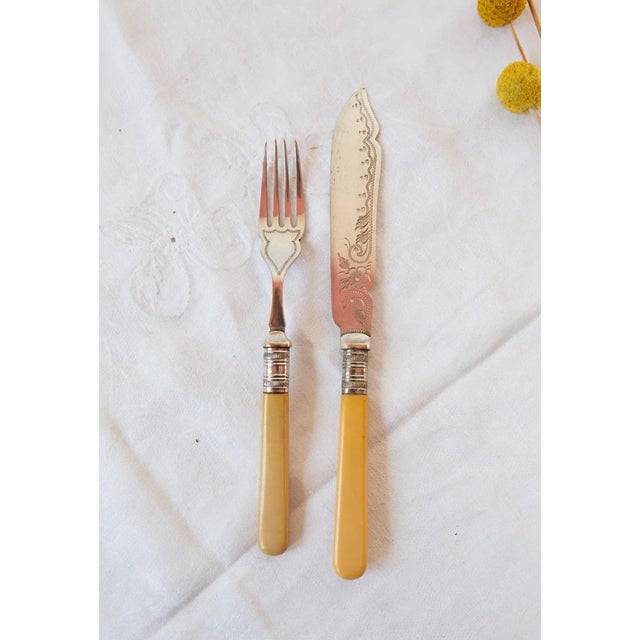 English Fish Cutlery for 6 by Joseph Lee and Sons Sheffield, 1910s, Set of 12 For Sale - Image 4 of 7