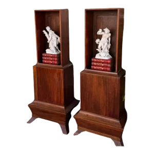 Pair of Burton-Ching Biedermeier Style Reliquary Pedestal Display Cabinets