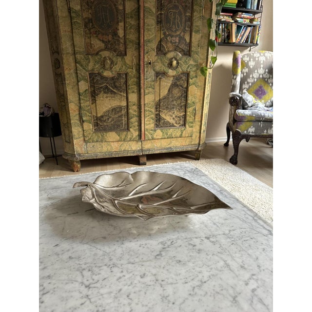 Large Silver-Plated Leaf-Shaped Bowl from Valenti, 1972 For Sale - Image 4 of 14
