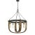 Apulia Rustic Wood & Iron Chandelier, 30" Round, 8-Light Industrial Farmhouse, New in Box For Sale