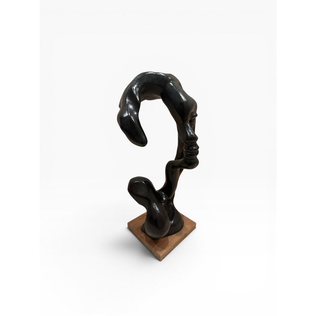 Contemporary Abstract Face Sculpture on Wood Base in the Style of Austin Sculpture For Sale - Image 4 of 6