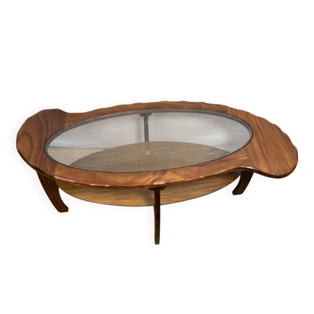 Mid-Century Sculptural Teak and Glass Coffee Table, 1960s For Sale - Image 9 of 9