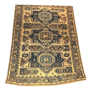 19th Century Gold Ground 7'x10'-7" Flat Weave Caucasian Kuba Soumak Rug