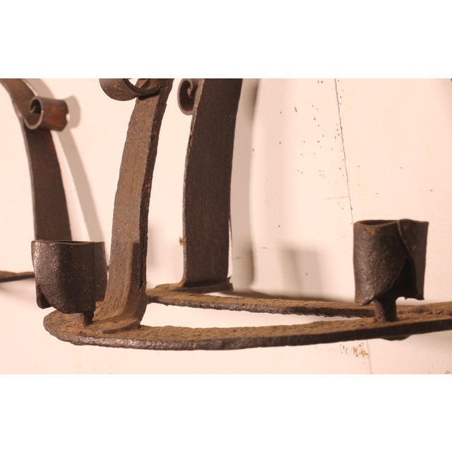Medieval-Style Wrought Iron Wall Sconces, 1970s, Set of 2 For Sale - Image 6 of 8