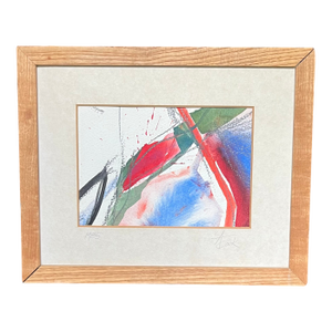 1980s Vintage Abstract Watercolor Painting, Framed