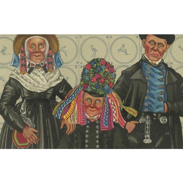 This richly detailed hand-colored lithograph is Plate IX from the 1932 folio The National Costumes of Holland by Gratiane...