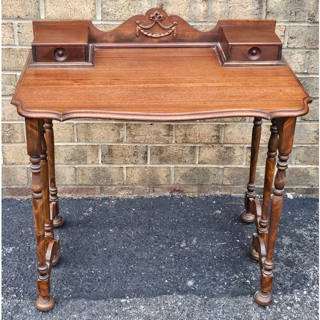 Early 20th Century William and Mary Style Mahogany Folding Console-Dressing Table Writing Table For Sale - Image 5 of 9