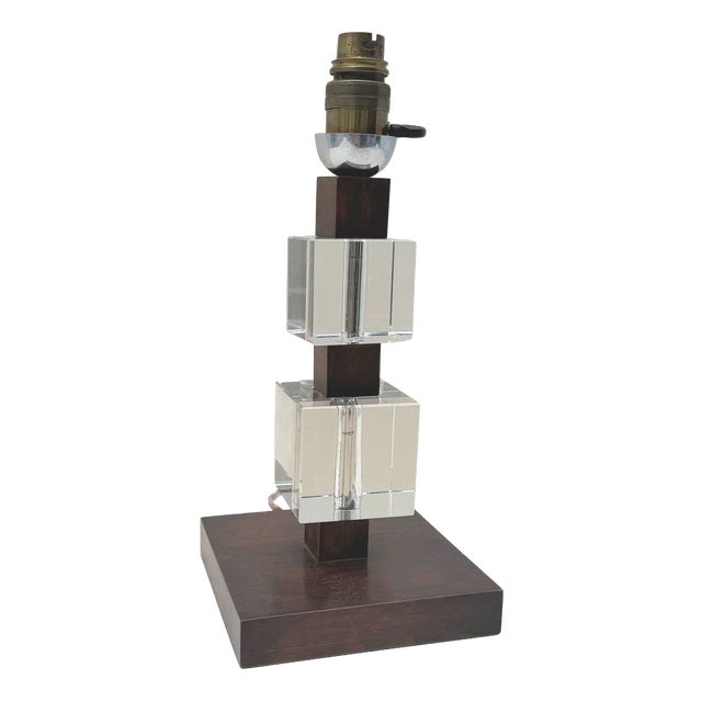 Vintage Art Deco Lamp Base in Wood and Glass, France, 1930 For Sale