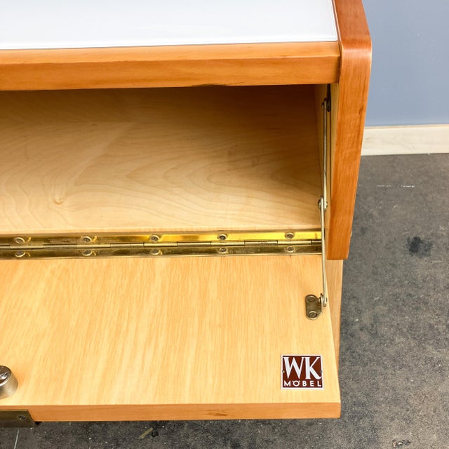 Pearwood Bedside Tables with Black and White Glass Tops from WK Möbel, 1950s, Set of 2 For Sale - Image 13 of 15