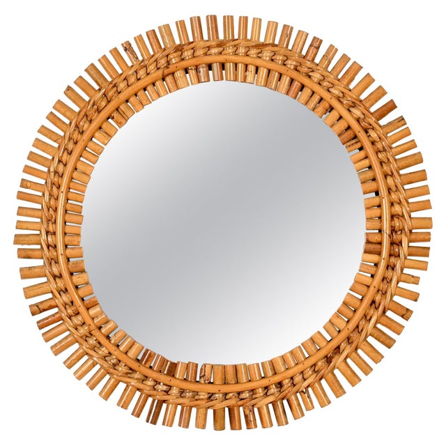 Round Mirror in Bamboo, Rattan and Woven Wicker by Franco Albini, Italy, 1960s For Sale - Image 10 of 10