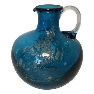 Turquoise Art Glass Pitcher, Italy, 1970s For Sale