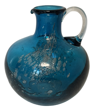 Turquoise Art Glass Pitcher, Italy, 1970s