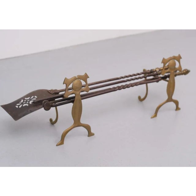 19 Century Dutch Brass Fire Place Tools, Set of 5 For Sale - Image 5 of 11
