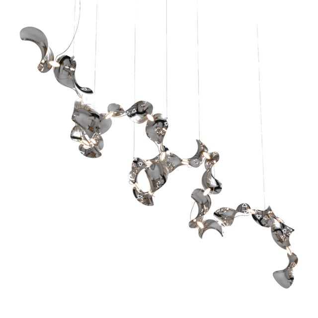 Dune 20 Spiral Pendant Light with Silver Polished Shades by Daniel Becker For Sale