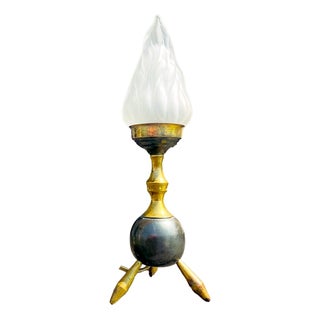 Mid-Century Modern Space Age Tripod Brass and Glass Table Lamp, 1960s For Sale