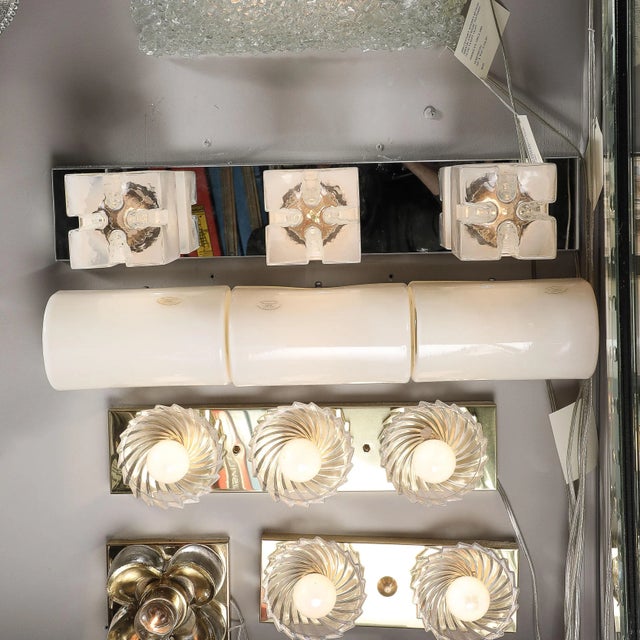 Mid-Century Modernist Hand-Blown Milk Glass Vanity Light For Sale - Image 11 of 11