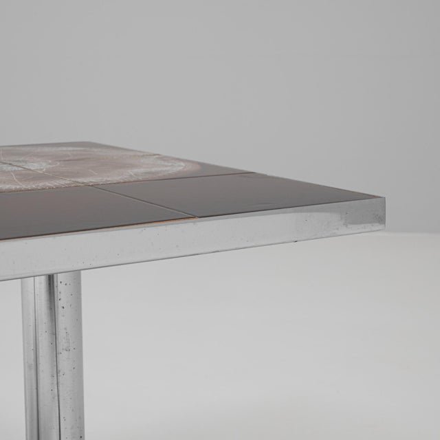 20th Century French Chrome Coffee Table With Ceramic Top By Juliette Belarti For Sale - Image 11 of 18