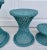1970s 1970s Set of 3 Wicker Rattan Cane Woven Teal Blue Pedestal Stools For Sale - Image 5 of 10