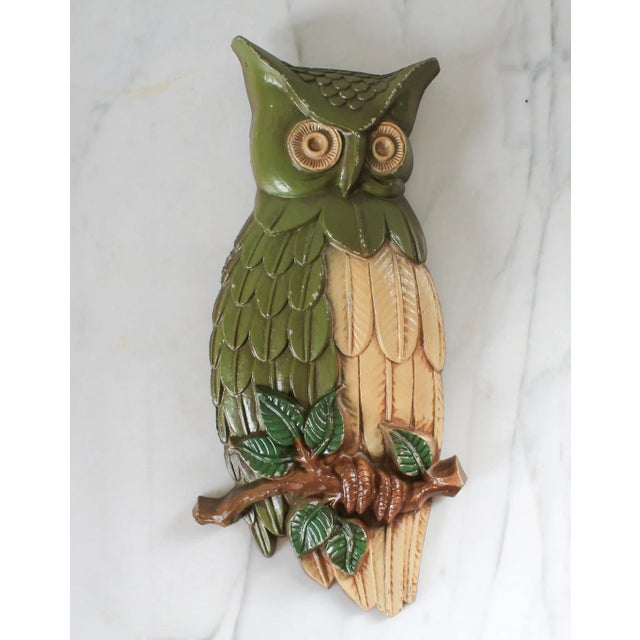 Mid-Century Modern Mid-Century Cast Owl Wall Hangings - a Pair For Sale - Image 3 of 6