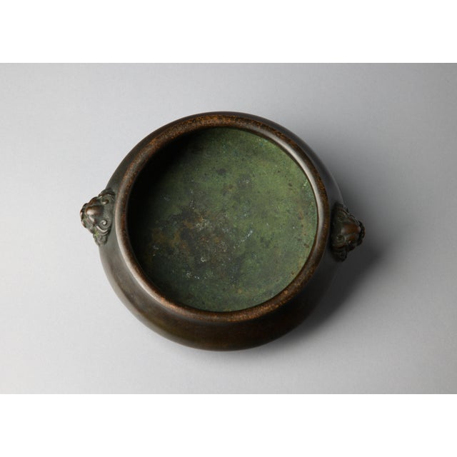 Metal Chinese Bronze Censer With Lion-Mask Handles, Apocryphal Xuande Mark, 19th–20th Century For Sale - Image 7 of 11