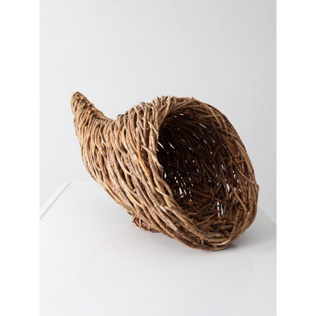 Vintage Woven Cornucopia Basket For Sale - Image 9 of 14