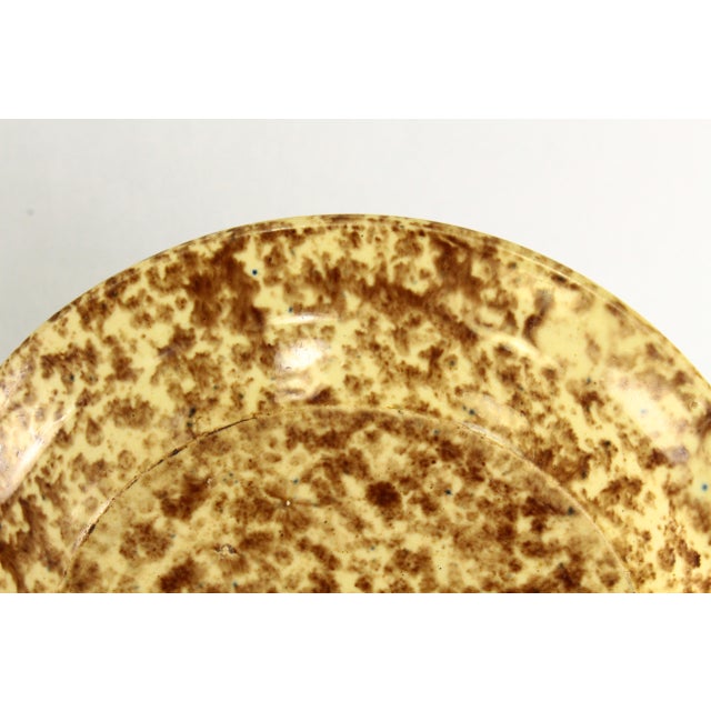 19th Century Pair of Rockingham Glaze Spatterware Yellowware Pottery Plates For Sale - Image 13 of 17