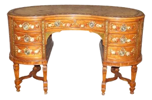 Best Quality English Satinwood Paint Decorated Adams Style Kidney Shaped Vanity