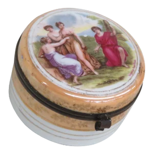Porcelain Hand Painted Neoclassical Cameo Trinket Jewelry Box