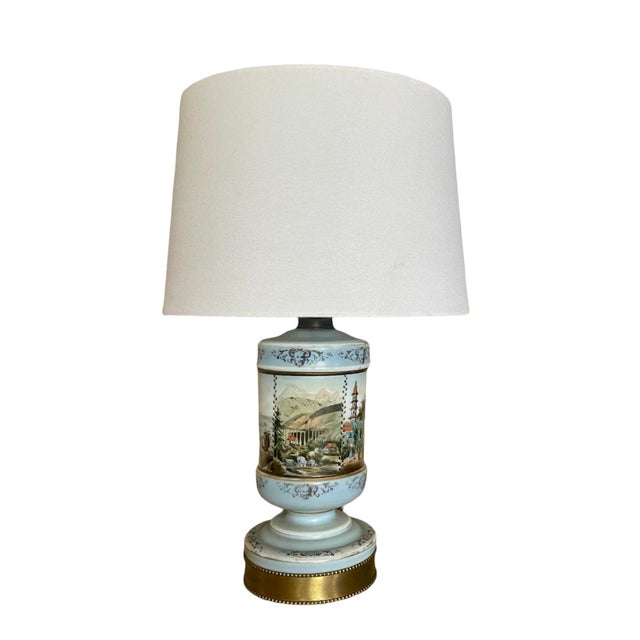 Blue 1940s Venetian Scenic Table Lamp For Sale - Image 8 of 8