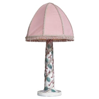 Swedish Grace Porcelain Table Lamp with Foliage Decor by Louise Adelborg, 1920s For Sale