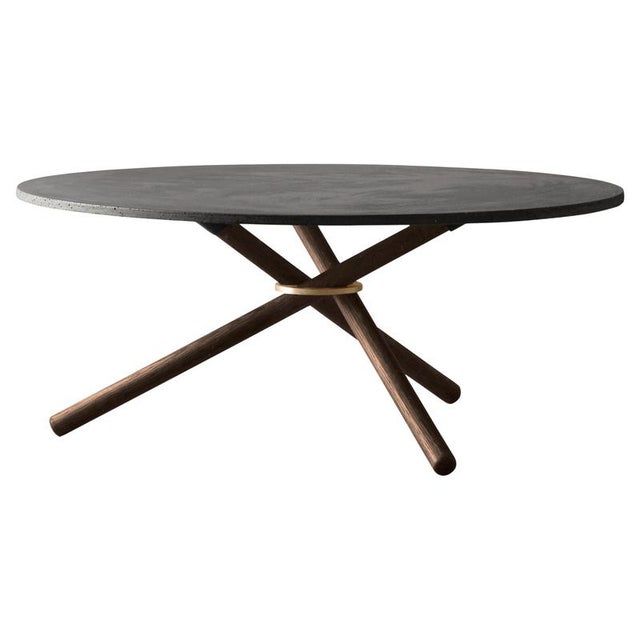 Berta Coffee Table with Dark Concrete Top and Dark Oak Legs by Eberhart Furniture For Sale - Image 6 of 6