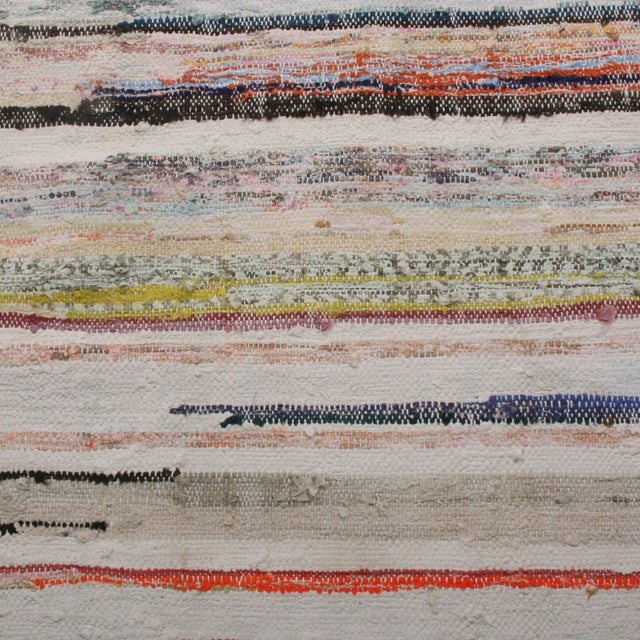 Rug & Kilim Vintage Chaput Geometric Striped Beige Pink and Blue Multicolor Wool Kilim Rug For Sale - Image 4 of 5