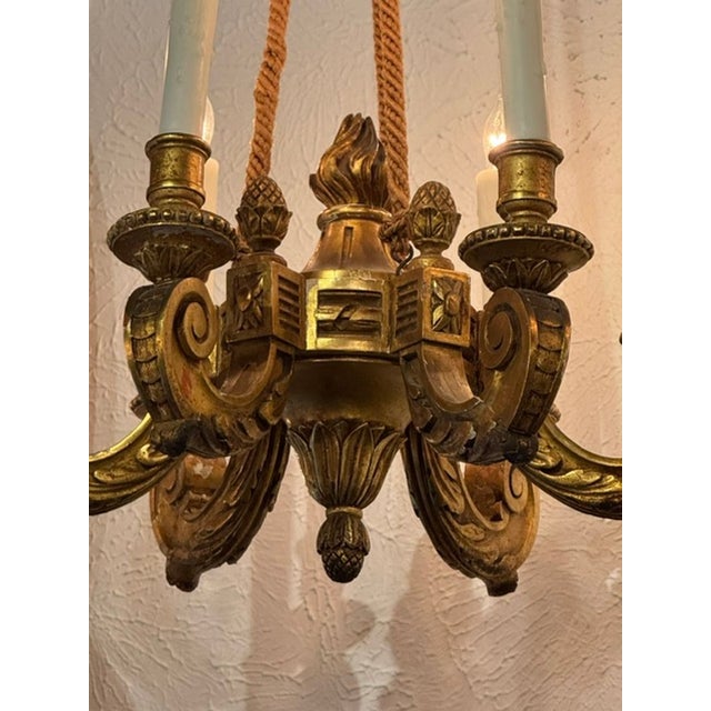 19th C. French Giltwood Chandelier For Sale - Image 4 of 7